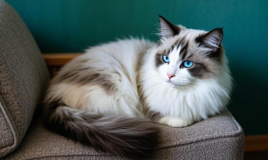 Gros plan sur la fourrure soyeuse d'un Ragdoll lors du brossage